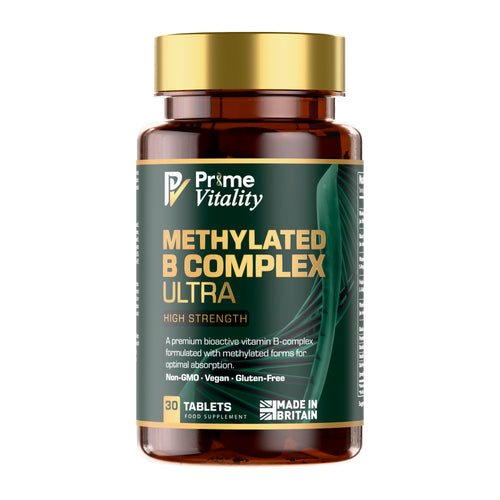 Prime Vitality Methylated B Complex Ultra, 30 vegan tablets, made in Britain